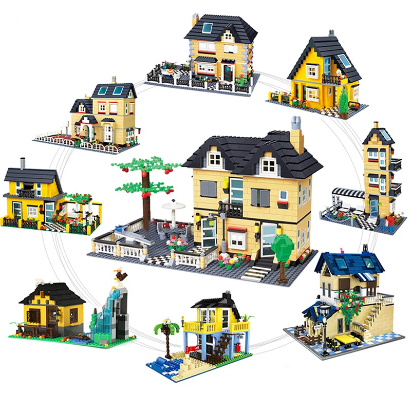House Villa Architecture Cottage Model Building Blocks Bricks